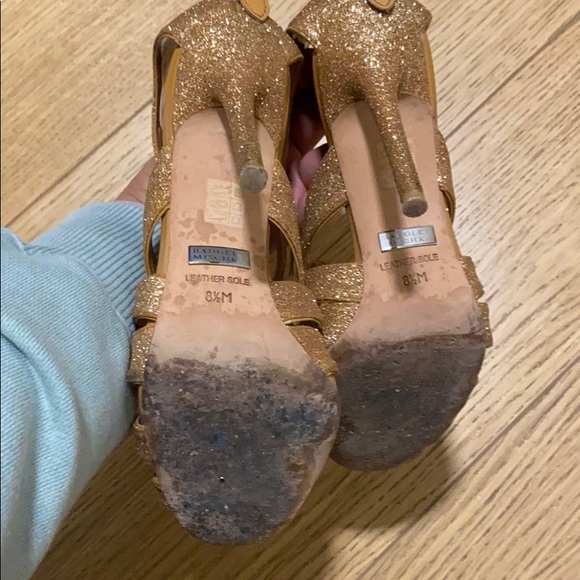 Badgley Mischka Glitery Rose Gold Strappy Sandals - Picture 3 of 6